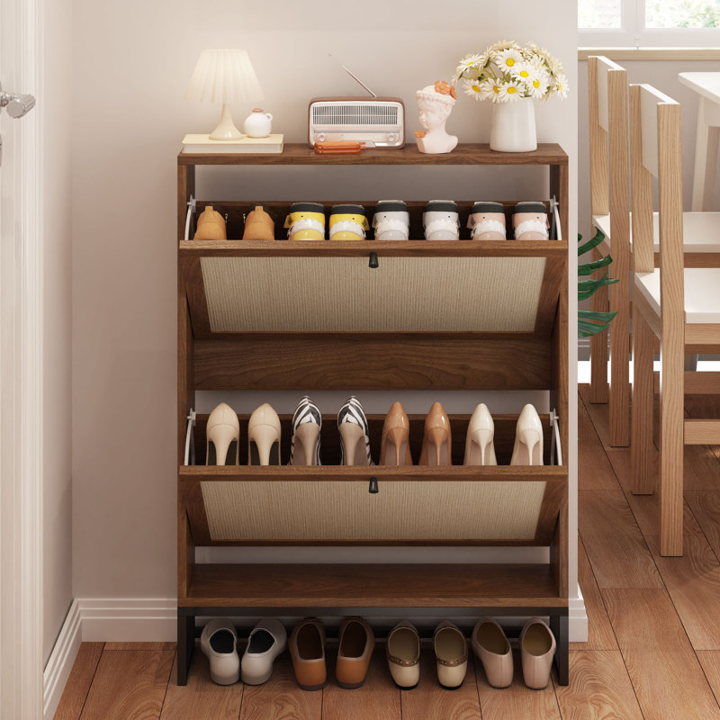Lalani 8-Pair Shoe Storage Cabinet, Walnut
