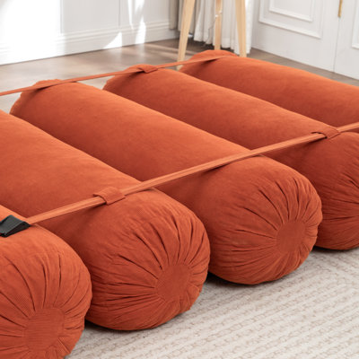 Adjustable Floor Sofa In Corduroy, Multi-Position Leisure Chair With Configurable Straps