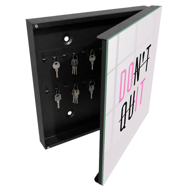 Wall mounted key box, Opens to the left, 30x30x5, Black, Inspiring text and contrasting colors, 