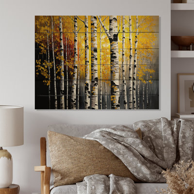 Into A Golden Birch Forest VI - Art mural sur toile paysage
