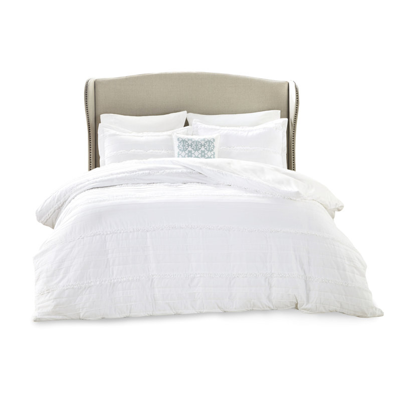 Couette pour lit double / grand avec volants et plateau avec fermeture à 21 boutons pour lit