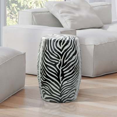 Tabouret de jardin en porcelaine zèbre leaf