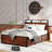 Queen Bed Frame With Storage Headboard And 12 Drawers LED Lights, Metal Platform Non-Slip Without Noise Mattress Foundation Strong Metal Slats