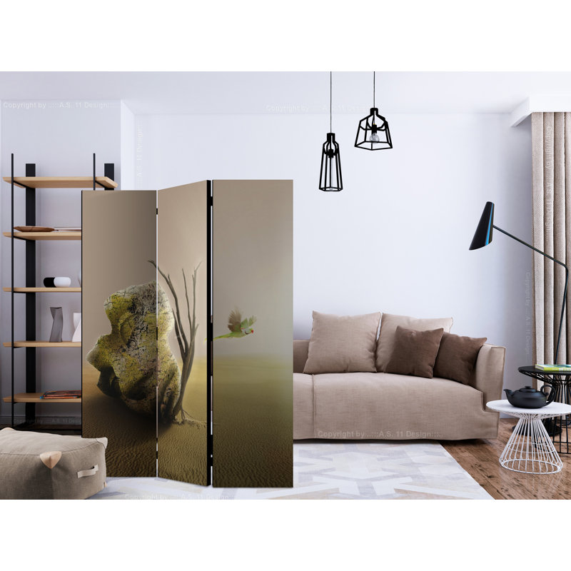 Gjurgenka 135cm W x 172cm H 3 - Panel Solid Wood Folding Room Divider