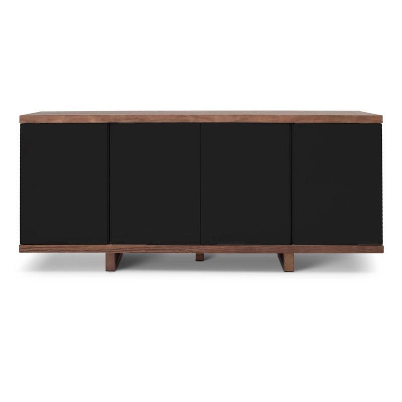 Modern Brazilian 71'' W Solid Wood Sideboard, Nogal/Black