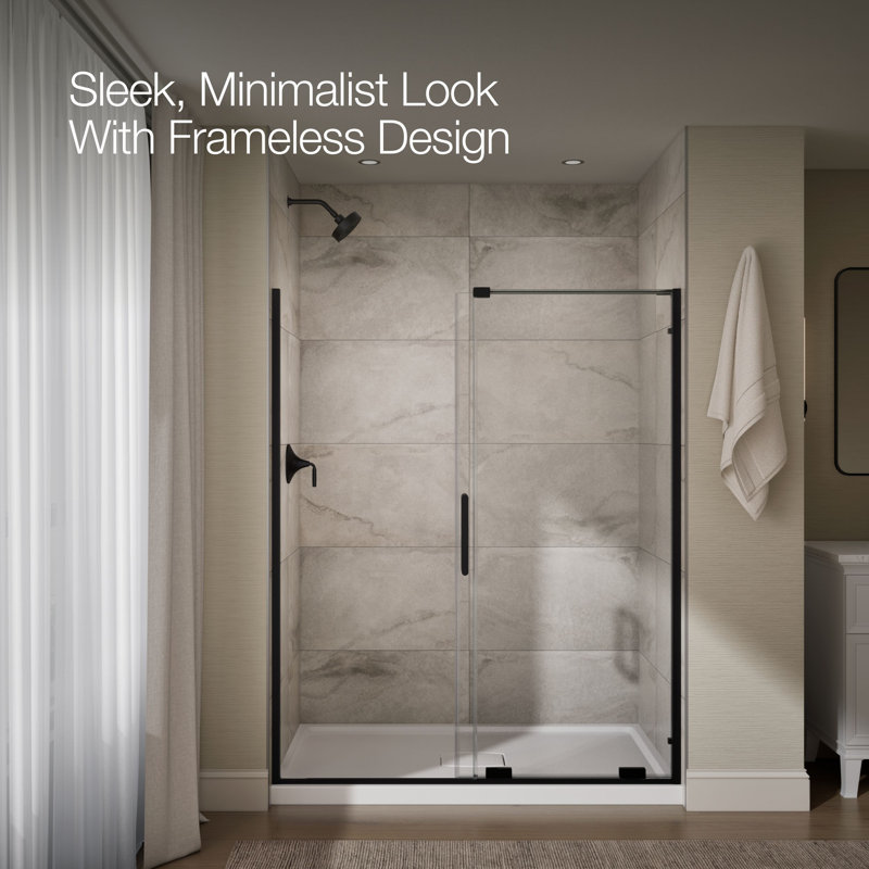 Echelon Sliding Shower Door, 71-3/4 In. H X 55-3/4 - 59-3/4 In. W, With 5/16 In. Thick Crystal Clear Glass, Matte Black