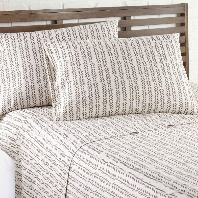 Ensemble de draps en microfibre Southshore, Drap pour lit double + drap-housse + 2 taies d'ore, Brun blanc cassé