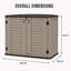 Abri de rangement horizontal résistant aux intempéries d'une capacité de 194 gallons avec portes à double ouverture