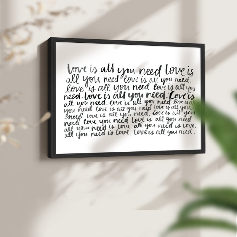 Écriture avec amour I - Reproduction encadrée - Restickable, H 8 po x l 10 po, Noir, noir, noir, noir