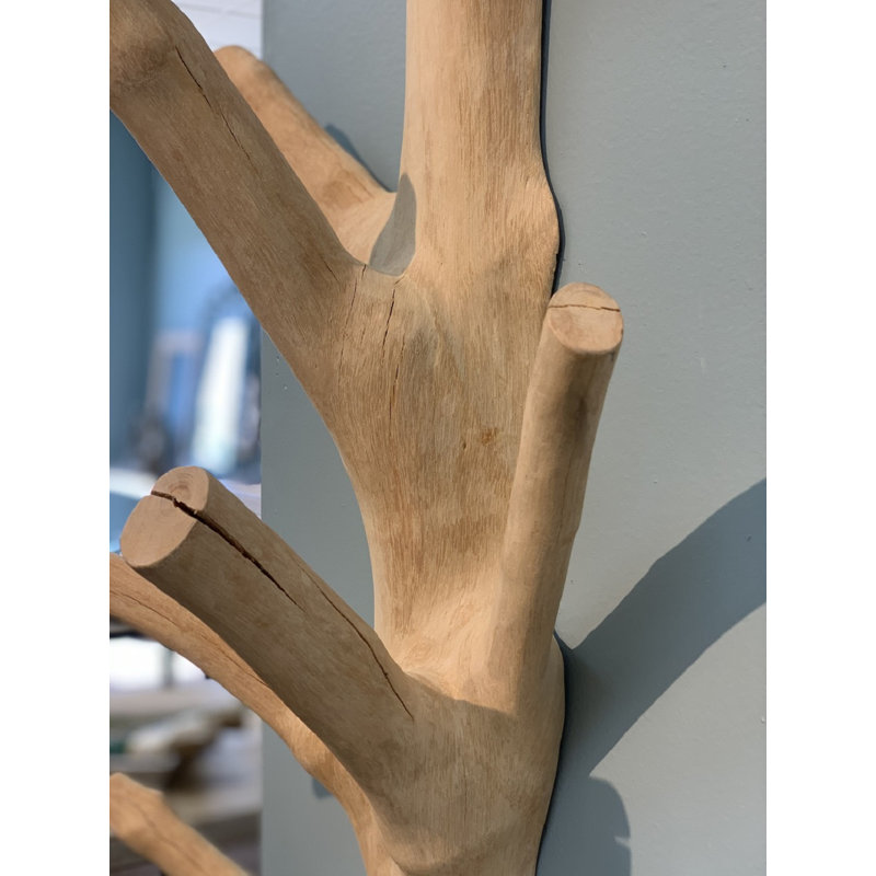 Lily's Living Mangosteen Decorative Half Tree Wall Coat Rack, 77 Inch Tall, Natural Wood Finish
