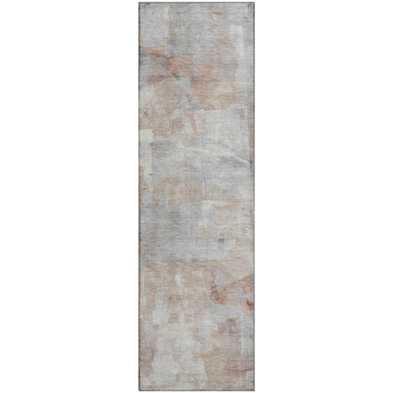 Premium Machine Washable Milardo AMF1697 Blocks Rug, Runner 2'3" x 7'6"