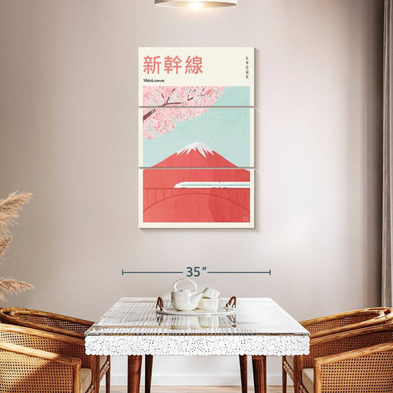 Nicci Japan Mount Fuji Retro Travel Poster, 45" H x 28" W