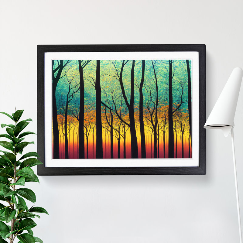 Refined Abstract Forest - Single Picture Frame Print, Black Framed, 46cm H x 64cm W x 2cm D