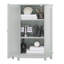 Armoire de salle de bain d'angle grise triangulaire avec tablette réglable-1391056905