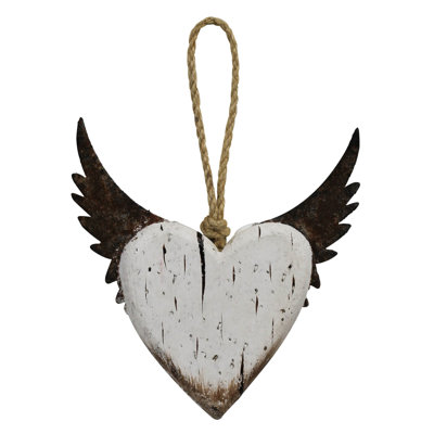 Heart With Wings, Wood  3” Rope Hanger
