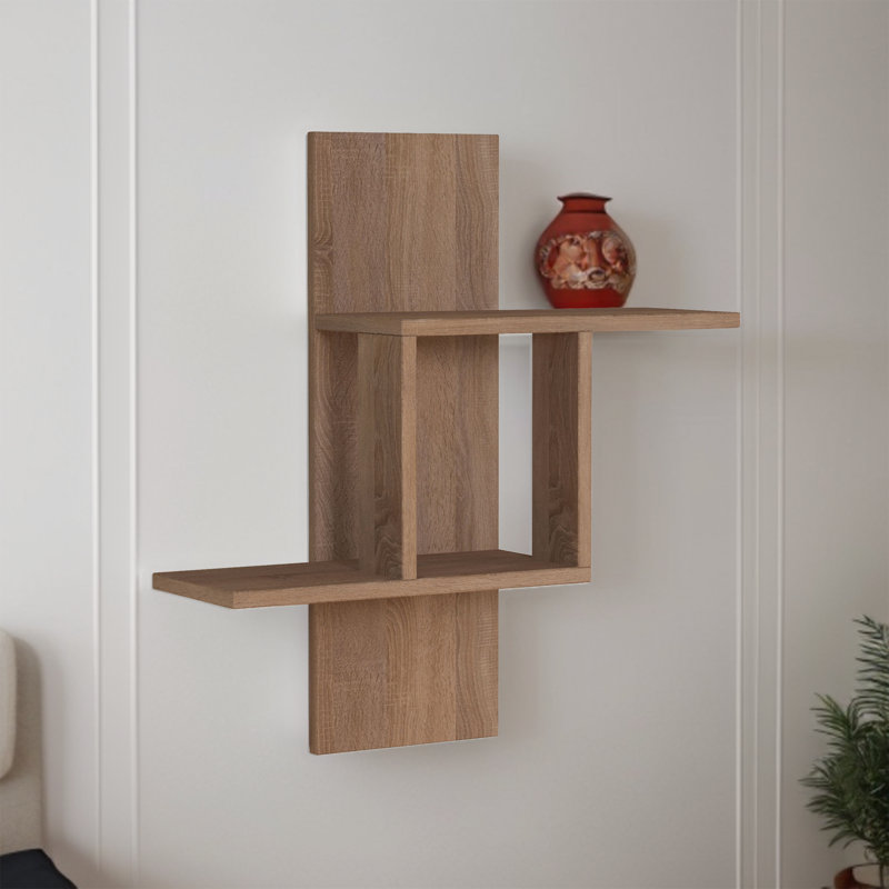 Modern Wall Shelf, Sonoma Oak, 25.2 x 27.6 x 7.9 Inches | 100% Melamine Coated Particle Board, Thickness: 0.7 Inches | Easy Wall Mounting, Stylish Storage Solution for Home & Office, Durable & Elegant Design