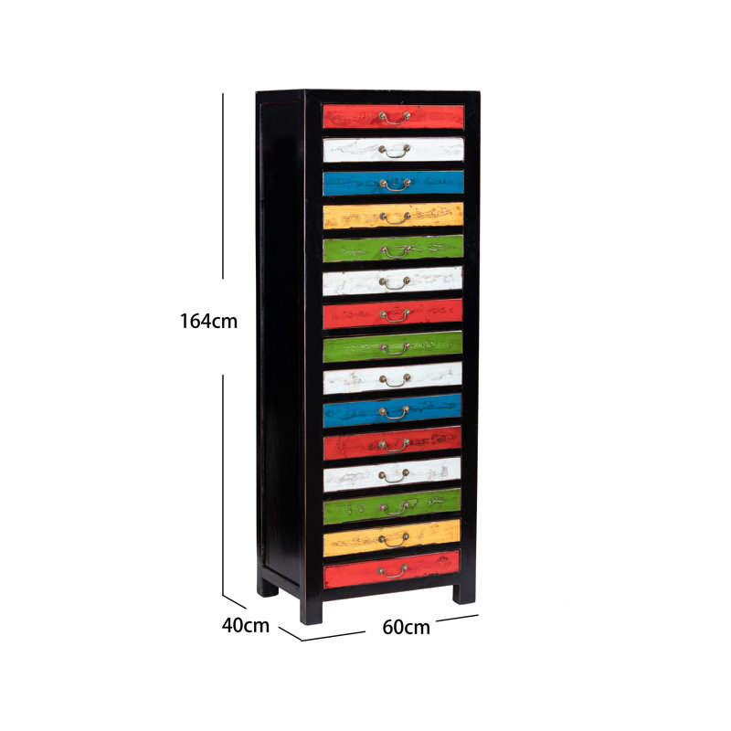 Mojica 60cm Wide 15 -Drawer Solid Wood File Cabinet