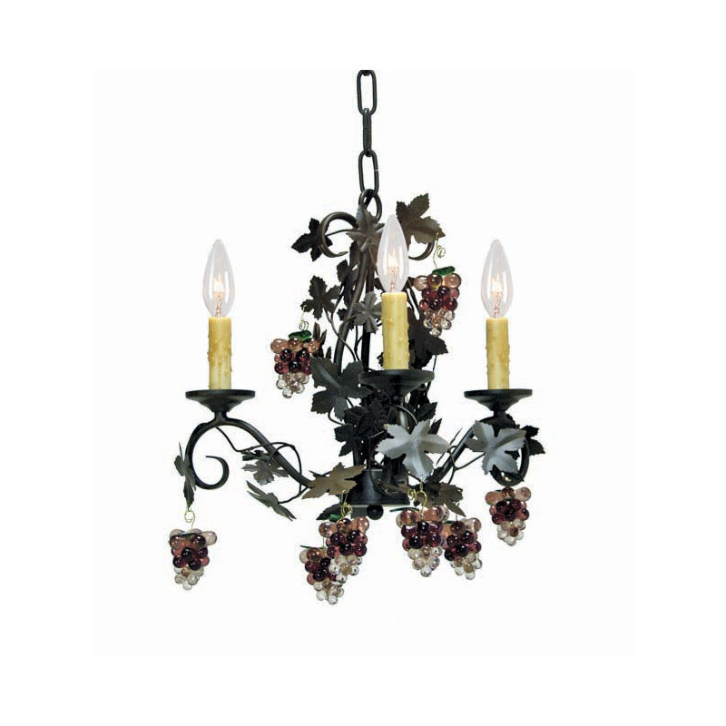 Vineyard 3 - Light Chandelier, Rustic Iron, No Shade