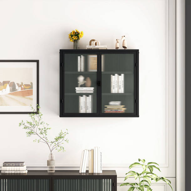 Latitude Run® Glass Door Wall Cabinet With Detachable Shelves | Wayfair