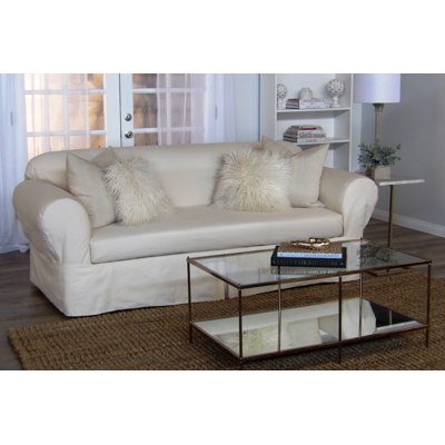 Denim Box Cushion Loveseat Slipcover