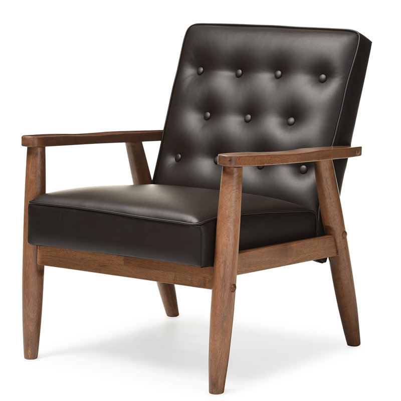 Faux Leather Armchair, Brown Faux Leather