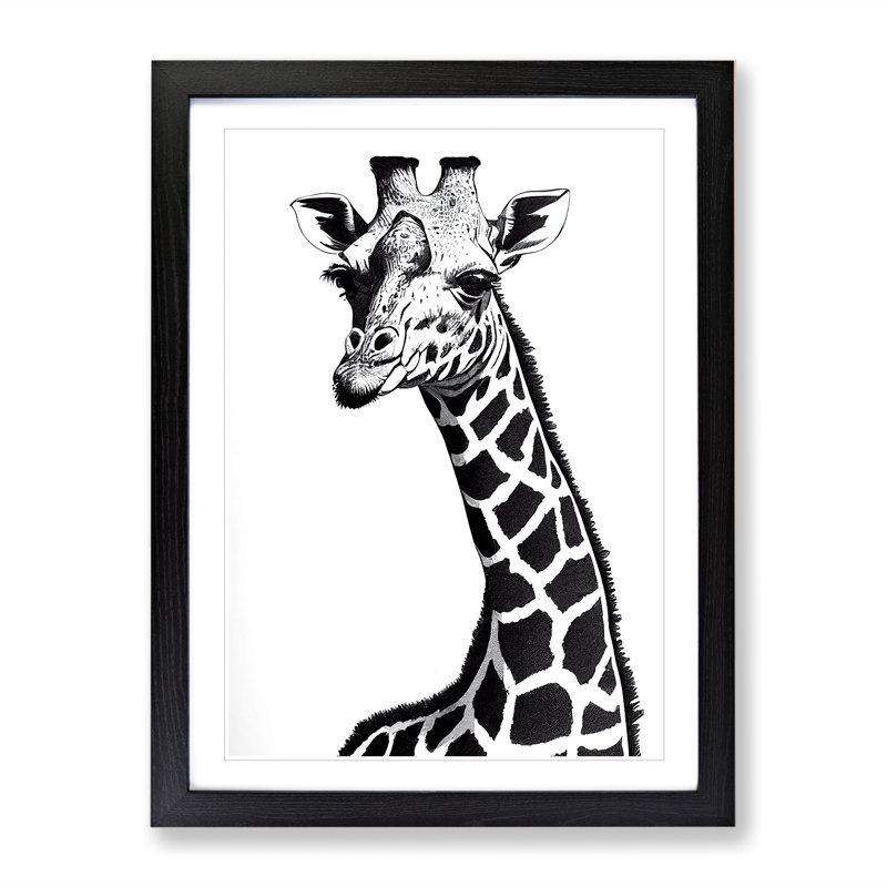 Monochrome Giraffe - Framed Print, Black, 34cm H x 25cm W x 2cm D