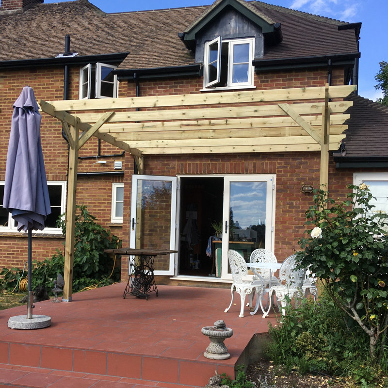 Basnett Solid Wood Pergola, 11.81 ft x 15.75 ft