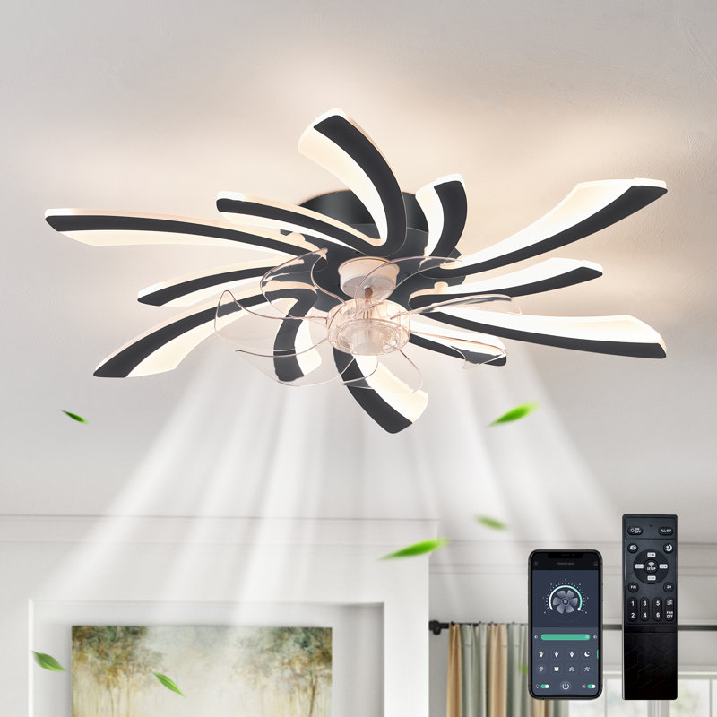Abson 7 - Blade LED Ceiling Fan with Remote Control and Light Kit Included, Black