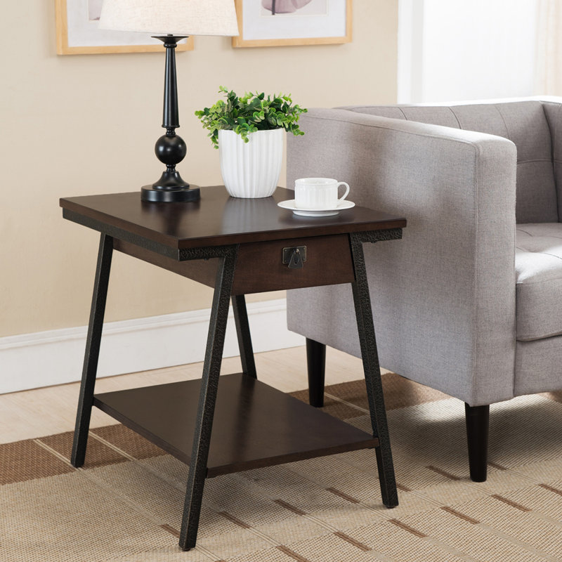 Empiria Solid Wood End Table in Walnut