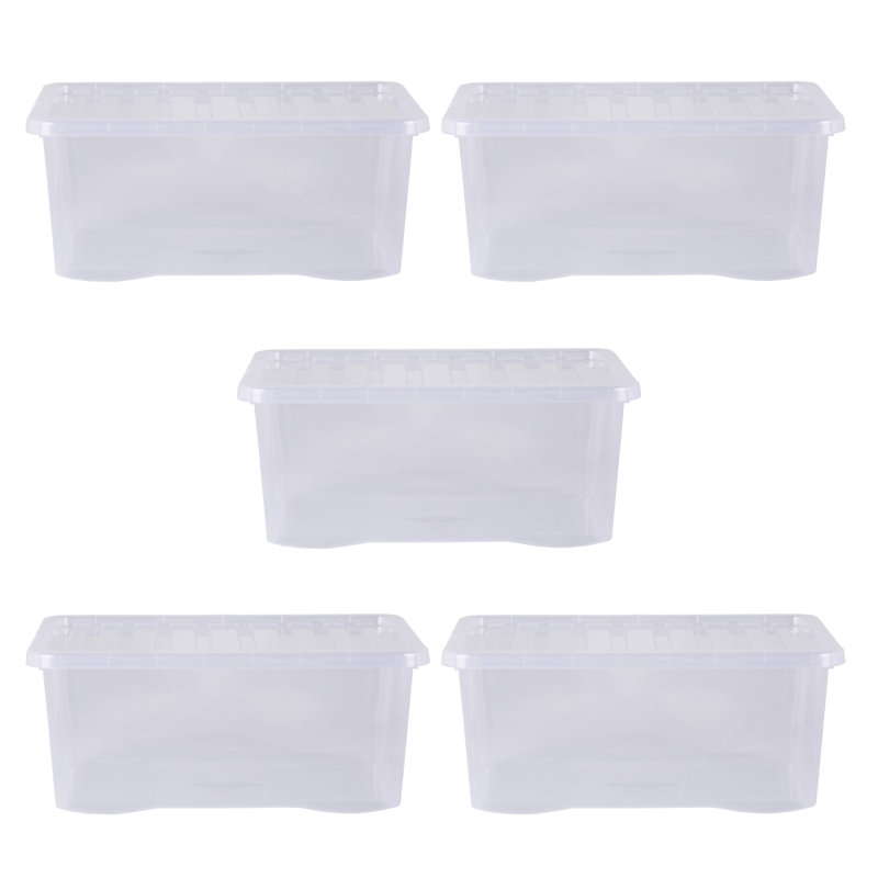Crystal 45L Plastic Storage Box & Lid, Clear