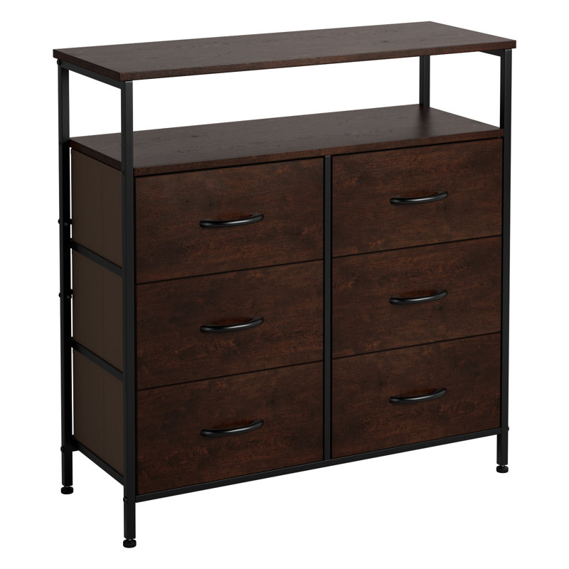 Hutton 80cm W 6 - Drawer Chest of Drawers, Cherry/Black