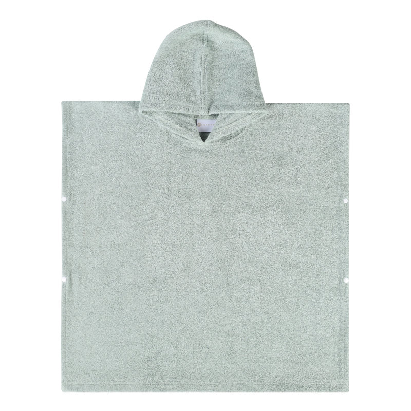 Extli Cotton Terry Cloth Above Knee Kids Unisex Bath Towels with Pockets and Hood, Sage, S/M