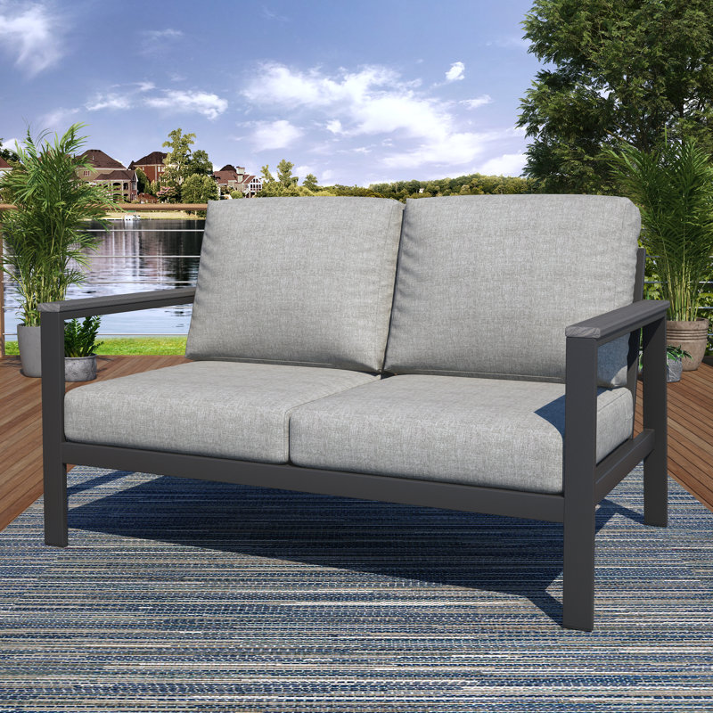 Townsend Loveseat with Sunbrella® Cushion, Gray, Canvas Granite Sunbrella® Canvas