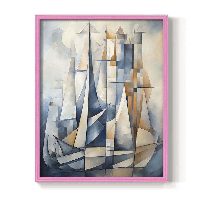 NAUTICAL Series CDxxV, reproduction encadrée - bois massif, Rose, H 21 po x l 17 po