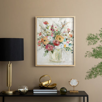 Reproduction encadrée de bouquet contemporain - bois massif