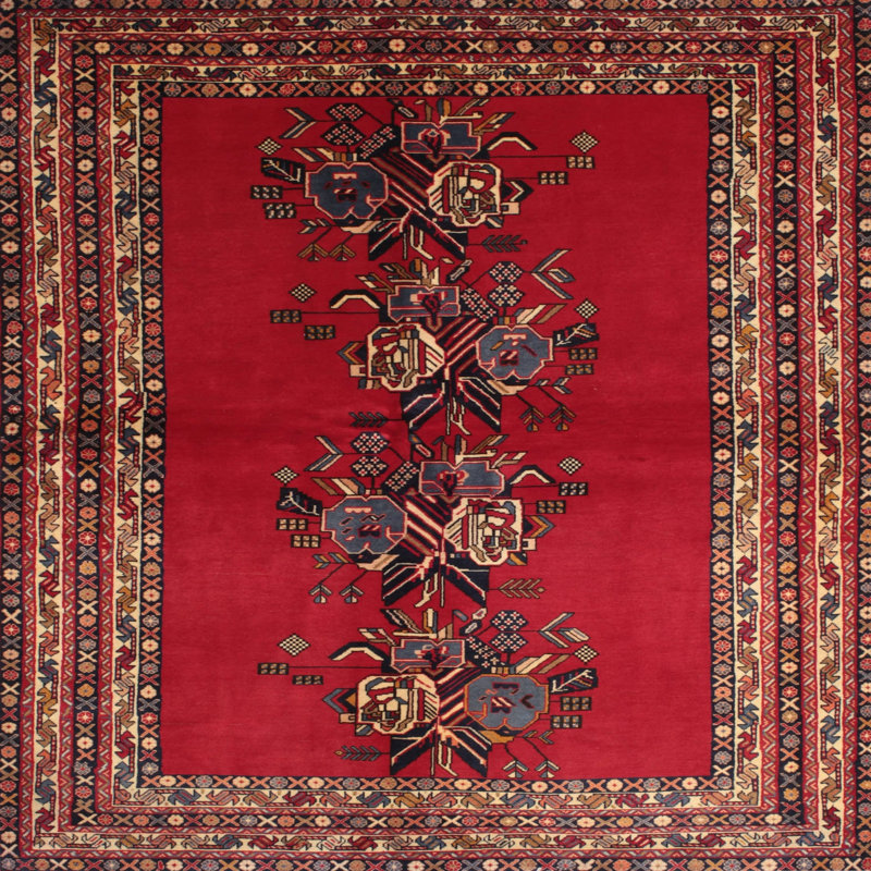 Tapis rouge à motif sud-ouest, Rond 3 pi