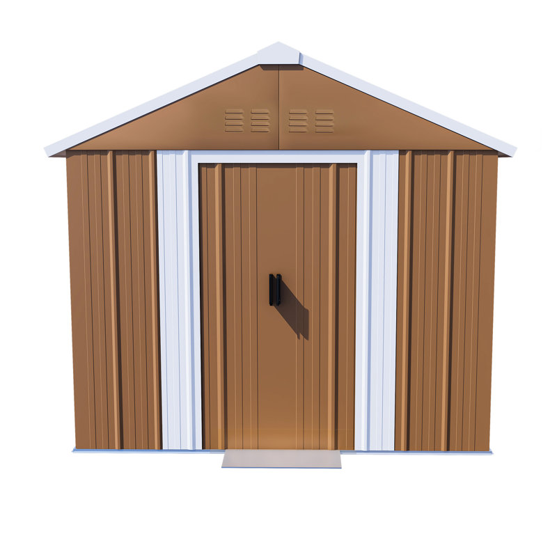 6x4 Ft, Shed, Sloped Roof, Galvanized Steel, Small Yards, Space-saver, -grade Lock Metal Windows, Ventilation, Lockable Door, Backyard Tool Storage, 15° Angled Interlocking Panels