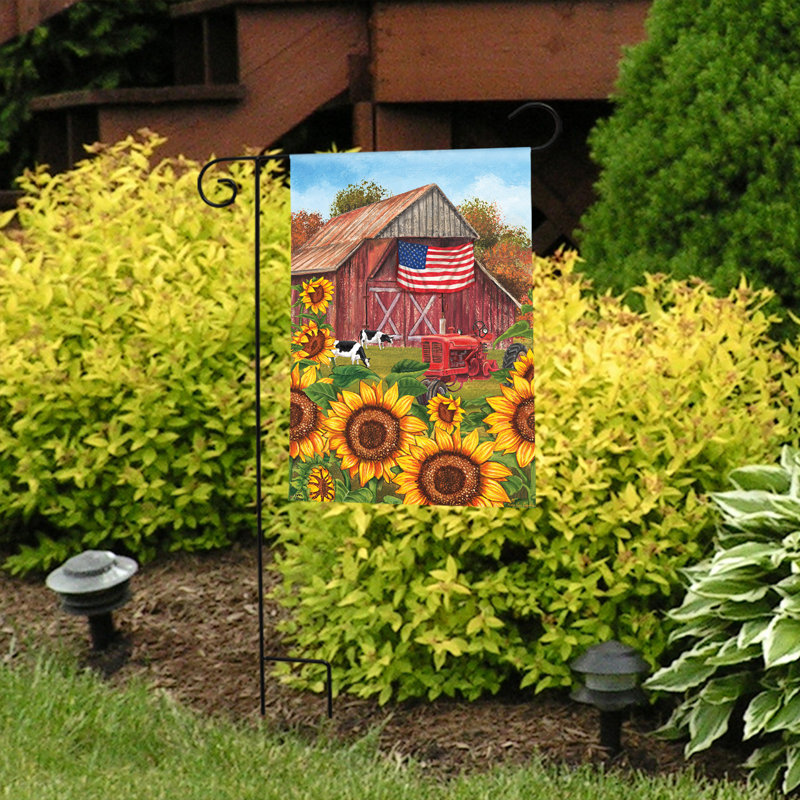 Sunflower Barn Fall Garden Flag