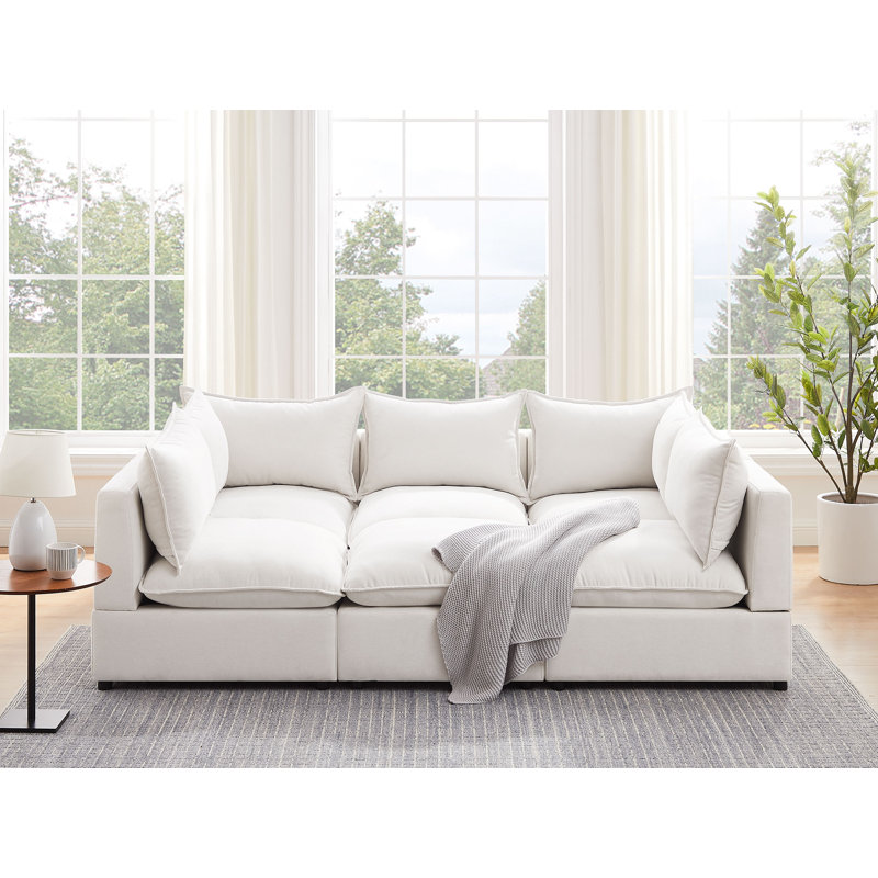 Shannai 94.5'' Modular Sofa, Beige 100% Polyester