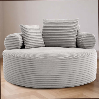Round Sofa Bed With Memory Foam Sectional Couches For Living Room, Cloud Couch With Three Pillows, Grey