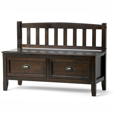 Burlington 42 inch Wide  Wood Entryway Storage Bench with Drawers in Mahogany Brown