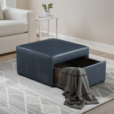 Repose-pieds de rangement Halsey bleu marine