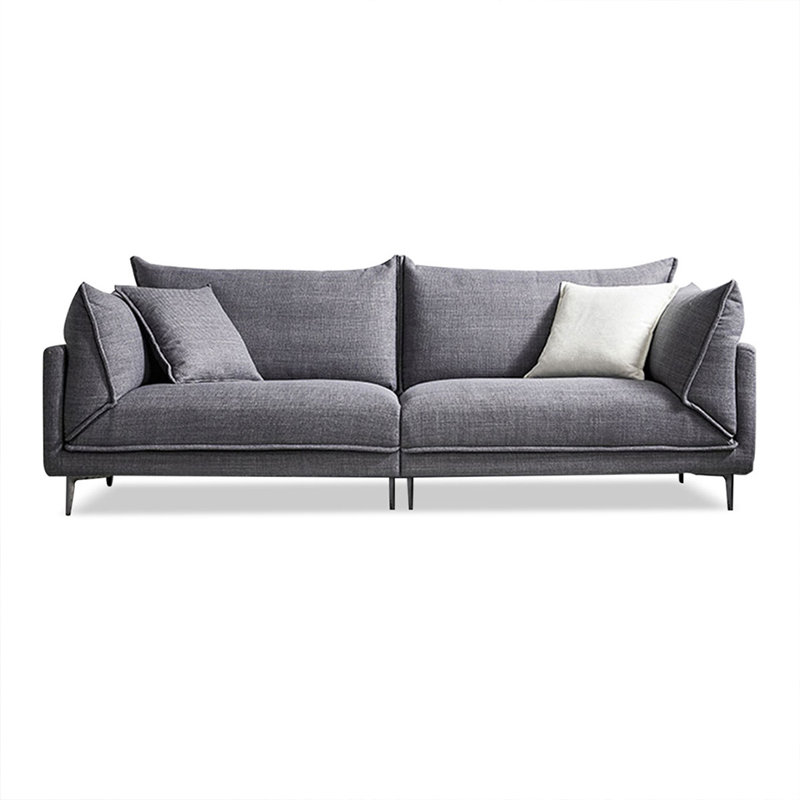 Canapé modulaire gris en coton et lin, H 32,28 po x l 94,49 po x P 37,4 po
