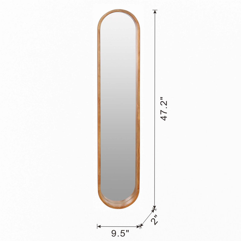 Decorative Rubber Frame Mirror With Elongated Oval Frame