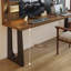 Bureau rectangulaire en bois massif noisette + fer-1195177432