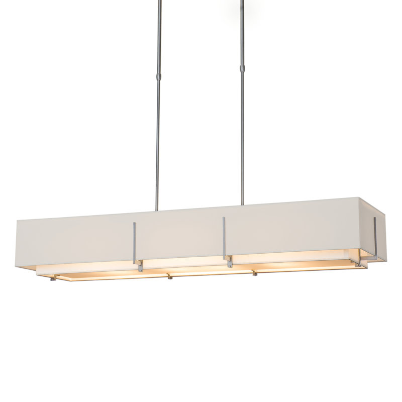 Exos 4 - Light Unique/Statement Linear Pendant, Flax Shade, Vintage Platinum