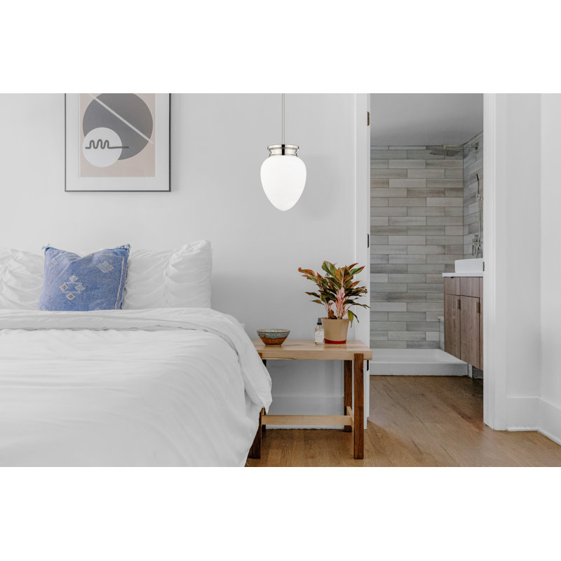 Luminaire suspendu 1 lumière Patrisio, H 95,5 po x l 10 po x P 10 po, Nickel poli