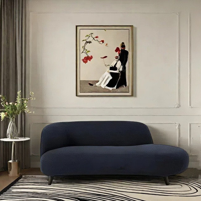 Méridienne simple au design créatif et moderne, Face à la gauche, Bleu foncé