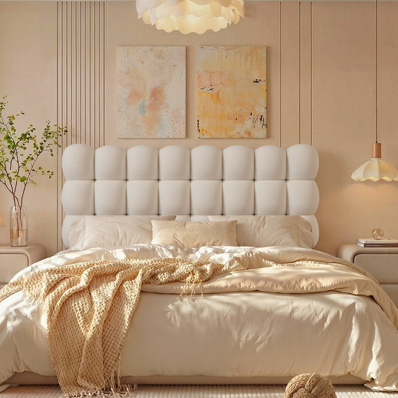 Tête de lit tapissier rembourrée Cloud, Blanc, Grand