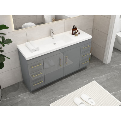 Carliss 58.8'' Single Bathroom Vanity with Acrylic Top